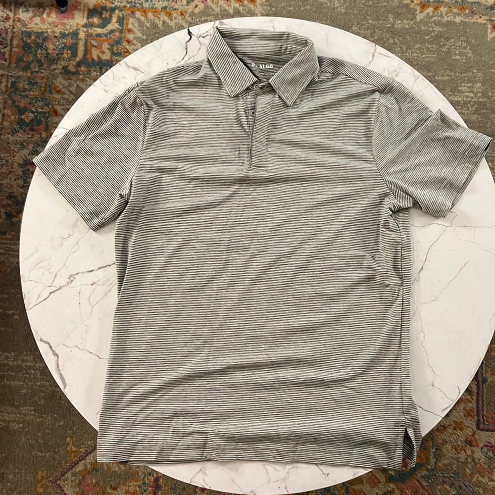 01.Algo Performance Polo, Grey Stripes